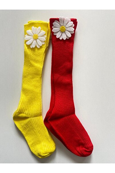 TMR Colorful Flower Embossed Girls' 2-Piece Knee-High Socks