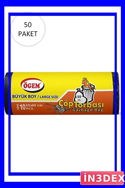 İN3DEX Black Colored Garbage Bags 65X80 cm Size 500 Pieces