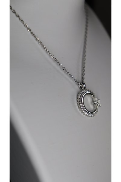 B&T Bujiteri Steel Moon Star Necklace