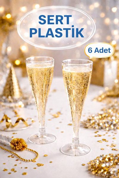 Smart 6'lı Şeffaf Sert Plastik Kokteyl/Şampanya Bardağı - Düğün, Bride to be,...