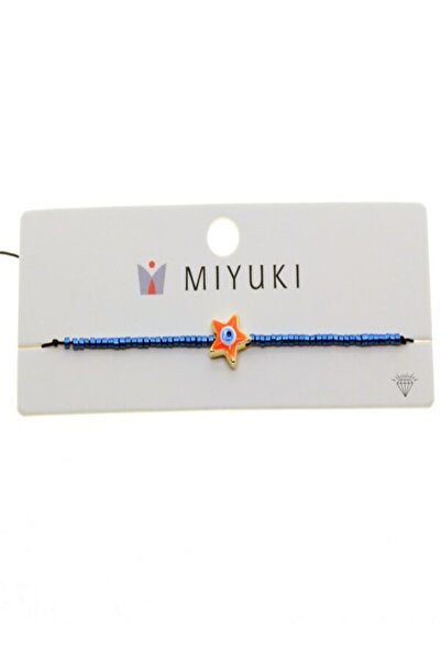 YümanınYumağı Gold Color Star Orange Enamel Model Miyuki Bracelet