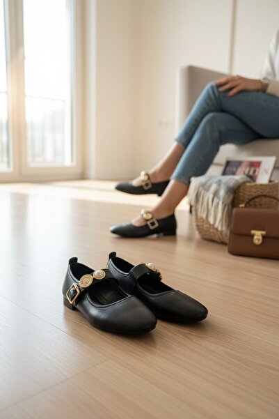 enoch ميدالية ذهبية عتيقة للنساء مع إكسسوارات ماري جين حذاء مسطح