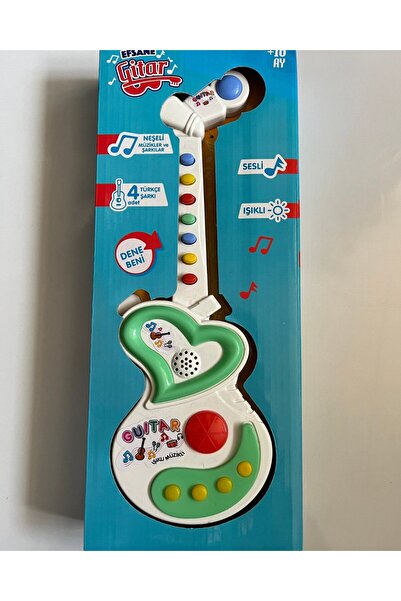 mavi su dünyası Müzikli Gitar 30 Cm | Işıklı Müzikli Gitar | 4 Türkçe Şarkı