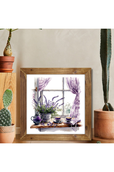 Tuba Decor Wooden Framed Square Painting Lavender Dream