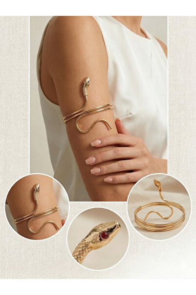 Redhead Şık Yılan Model Kaplamalı Çelik Kol Pazu Bilezik