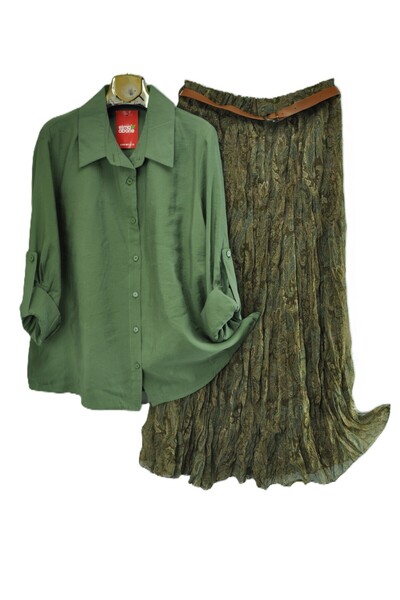 elma abone Plus Size Women's Chiffon Skirt - Shirt Set