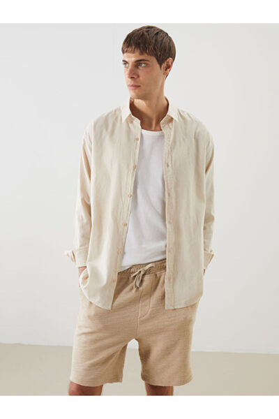 LC Waikiki Regular Fit Long Sleeve Linen Blended Men's Shirt