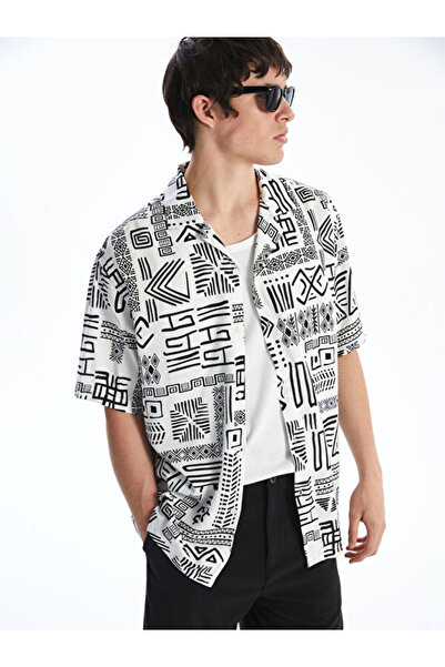 LC Waikiki Regular Fit Short Sleeve Patterned Viscose Men's Shirt