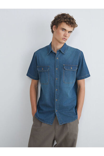 LC Waikiki Regular Fit Short Sleeve Men's Jean Shirt