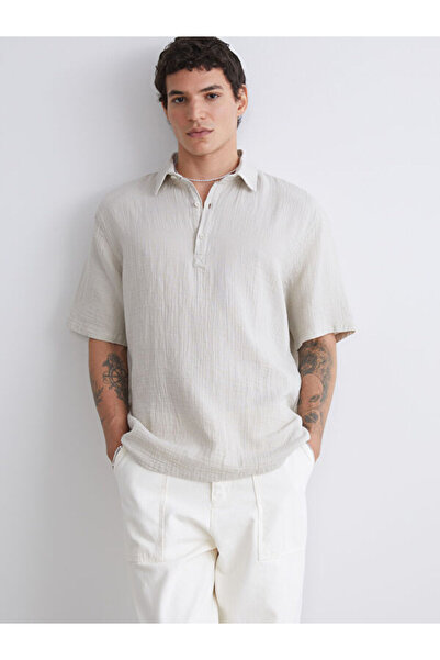 LC Waikiki Comfortable Fit Short Sleeve Muslin Men's Shirt