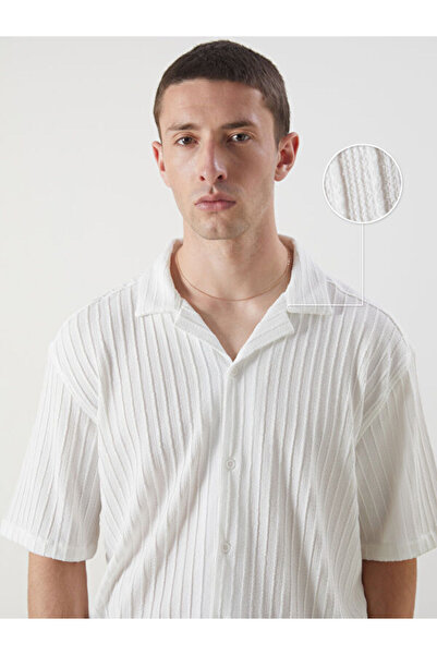 LC Waikiki Regular Fit Short Sleeve Striped Dobby Men's Shirt