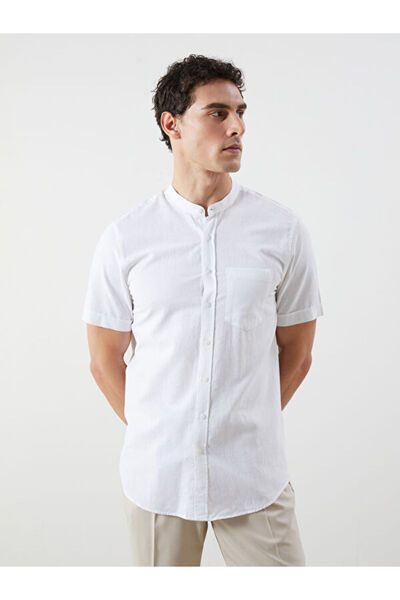 LC Waikiki Regular Fit Short Sleeve Linen Blended Men's Shirt
