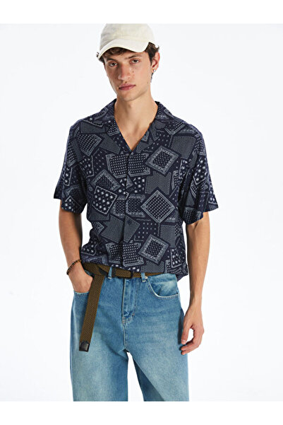 LC Waikiki Regular Fit Short Sleeve Patterned Viscose Men's Shirt