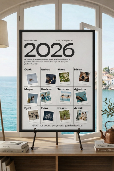 Atelier Baskı 2026 Anılarım Kişiye Özel Fotoğraflı Takvim Poster - 12 Ay - Se...