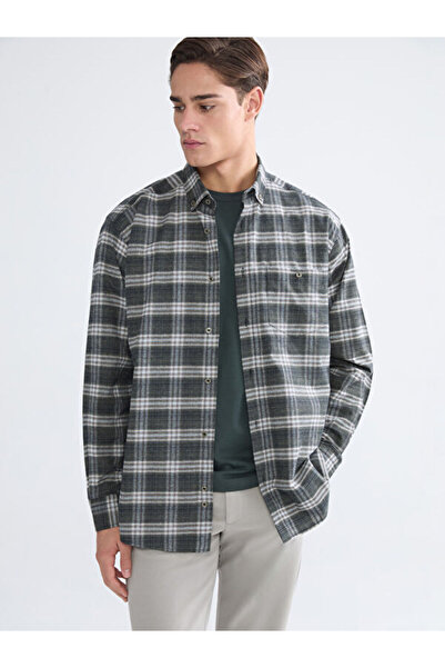LC Waikiki Regular Fit Long Sleeve Plaid Gabardine Men's Shirt