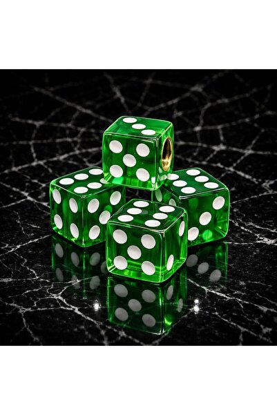 LIGHTNIX YEŞİL Zar Şeklinde Sibop Kapağı 4’lü Set Universal Metalize Oto Akse...