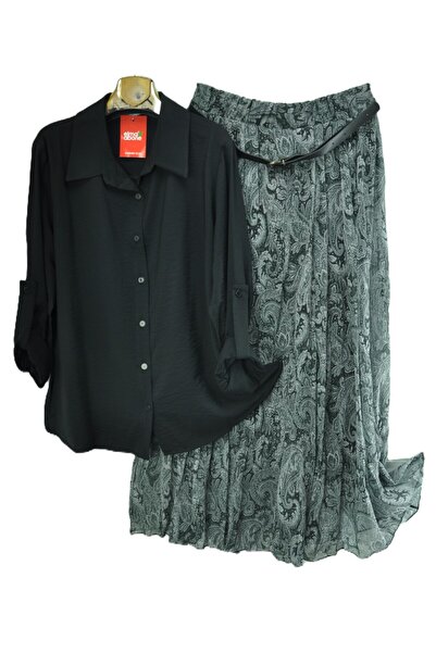 elma abone FUSTĂ DIN ȘIFON PENTRU FEMEI MĂRIMI MARI - SET CU CĂMAȘĂ