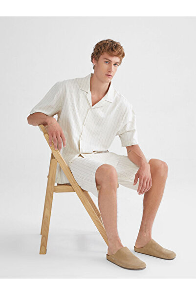 LC Waikiki Regular Fit Resort Collar Linen Blend Men's Shirt