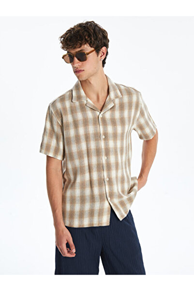 LC Waikiki Comfortable Fit Short Sleeve Plaid Men's Textured Shirt
