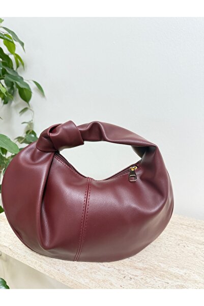 Barrel düğümlü bordo çanta