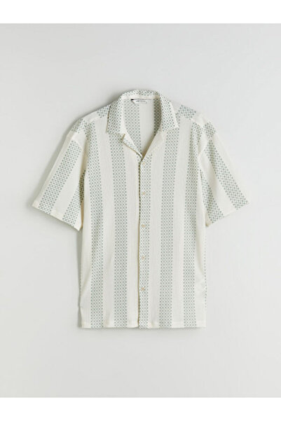 LC Waikiki Regular Fit Resort Collar Short Sleeve Striped Men's Shirt
