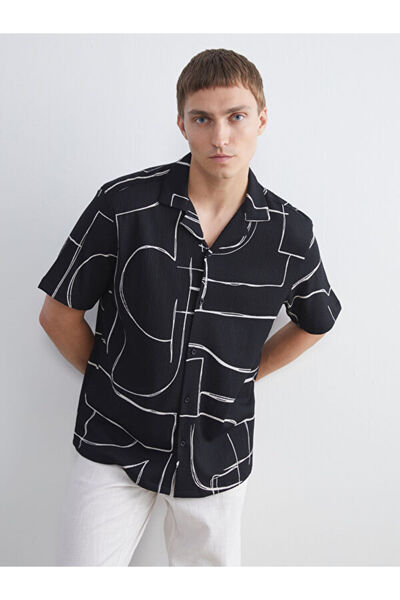 LC Waikiki Regular Fit Short Sleeve Patterned Viscose Men's Shirt