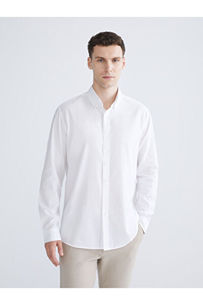 LC Waikiki Rmz Gi̇yi̇m Farkiyla Slim Fit Long Sleeve Oxford Men's Shirt