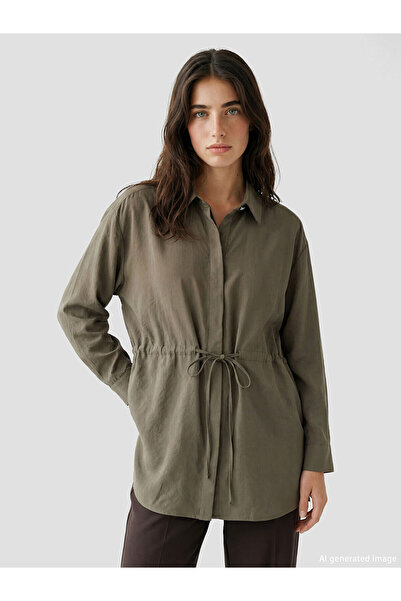 LC Waikiki Özmarka Νέα Σεζόν Γυναικείο Πουκάμισο Τουνίκ με Κορδόνια