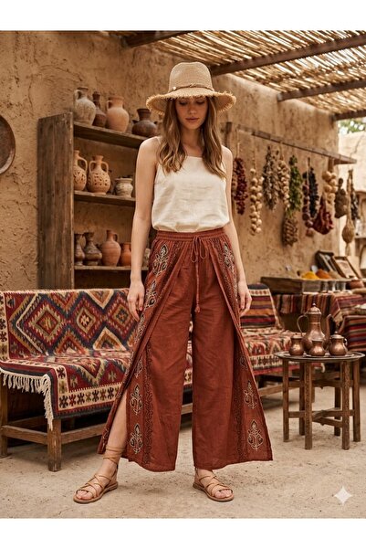 AYASOFYA OTANTIK Women's Indian Ethnic Embroidery Detailed Elastic Waist Cove...