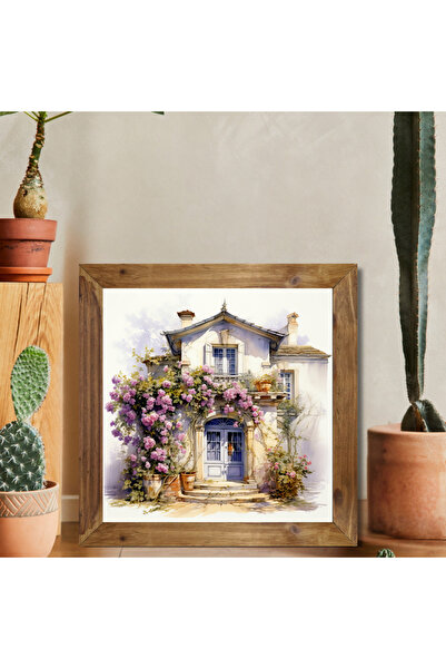 Tuba Decor Wooden Framed Square Painting Covered with Flowers