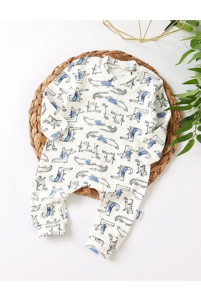 MiniKids Ολόσωμη φόρμα Croco Crocodile, λευκή-μπλε