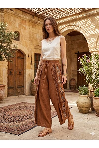 AYASOFYA OTANTIK Women's Indian Ethnic Embroidery Detailed Elastic Waist Cove...