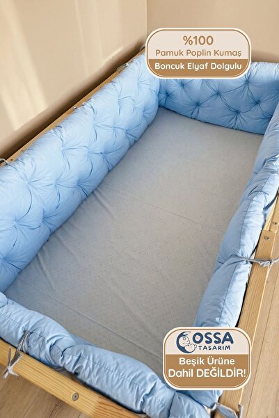 yasetex tasarım Montessori Yatak ve Beşik İçin 4 Kenar Koruma Seti mavi Renk ...