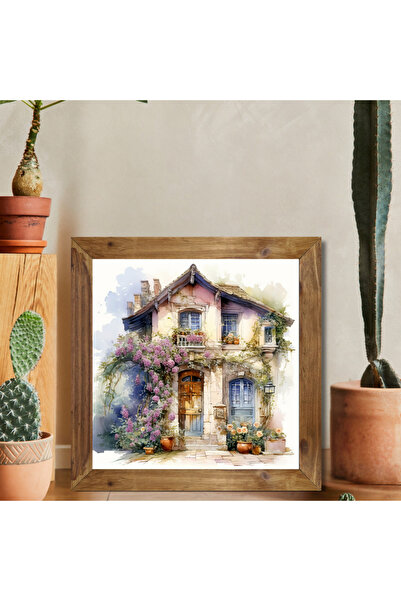 Tuba Decor Wooden Framed Square Painting Covered with Flowers