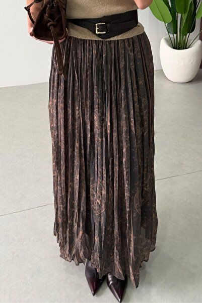 Suziş تنورة شيفون حزام بحزام مطاطي عند الخصر 3374