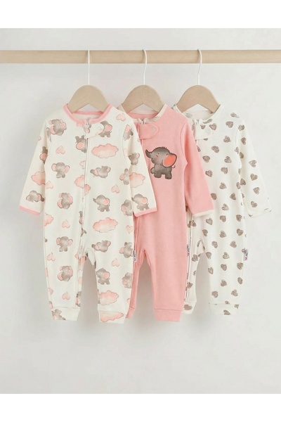 MiniKids Set of 3 premium overalls, Multicolored Elephant