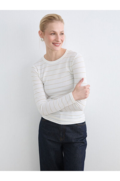 LC Waikiki Peak New Season Crew Neck Striped Women's Bodysuit