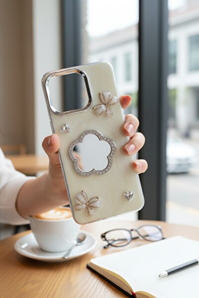 batuteknoloji Oppo Reno 5 Lite Aynalı Taşlı Fiyonklu Kabartma Yüzeyli Lady BT...