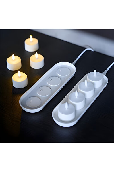 Lumos Object Şarjlı 4’lü LED Tealight Mum Seti – Sıcak Işık Ambiyans Aydınlat...
