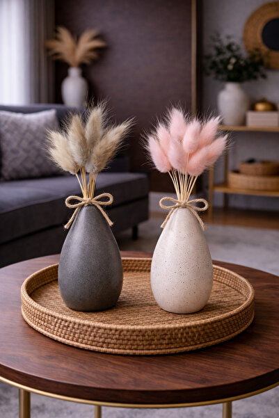 ÇINARASYADAHOME Tozpembe-Gri Lagurus Bunny Tail Grass 2 Demet 10'lu 30-40 cm ...