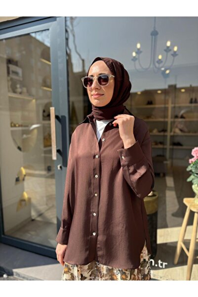 TERZİ DÜKKANI Td4765 Lilac Acetate Women's Shirt Coffee