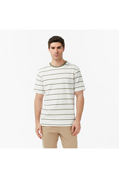 Nautica Erkek Krem Regular Fit Çizgili T-Shirt