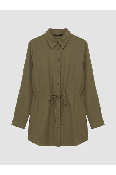 LC Waikiki Khaki Oversized Dobby Women's Shirt Tunic