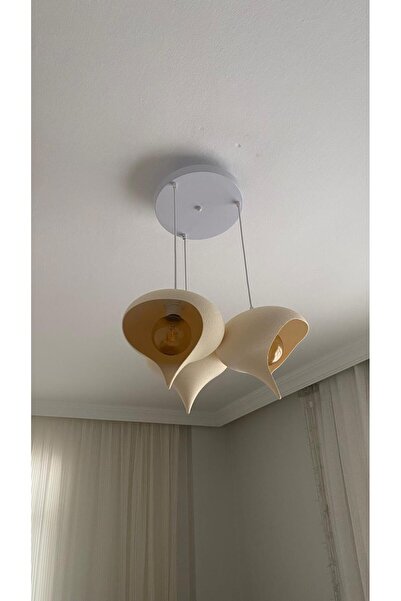 MarsCrafts Su Damlası Sarkıt Bohem Beton Görünümlü 3 lü Avize ( E-27 Ampul Da...