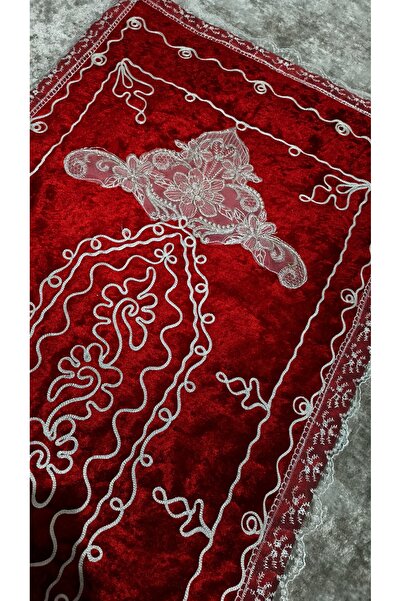 çeyizköşesi French Guipure Lace Embroidered K Velvet Prayer Rug Dowry Box