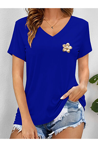 mercoledi Дамска тениска с V-образно деколте, къси ръкави и стандартна кройка...