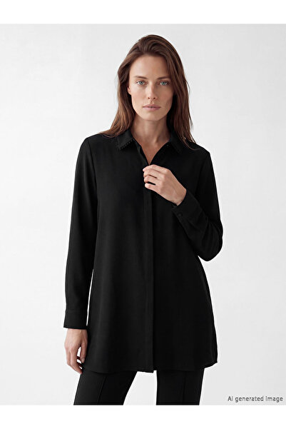 LC Waikiki Black Embroidery Detailed Women's Shirt Tunic