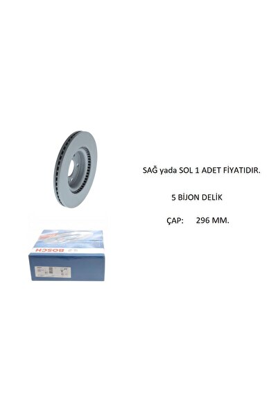 Bosch ÖN FREN DİSKİ VOLVO XC40 (536) 2017-2022 296MM. 31471414 0986479G94 1 ADET