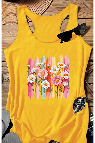 SUNFREE Colorful Daisy B Printed Women's Swimmer Athlete Tshirt