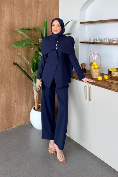 Hazamoda Κοστούμι με κουμπιά Bergen σε μπλε ναυτικό